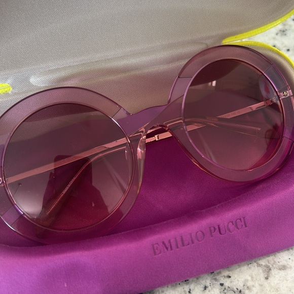 Emilio Pucci Pink Purple Oversized Round Sunglasses - Picture 2 of 7